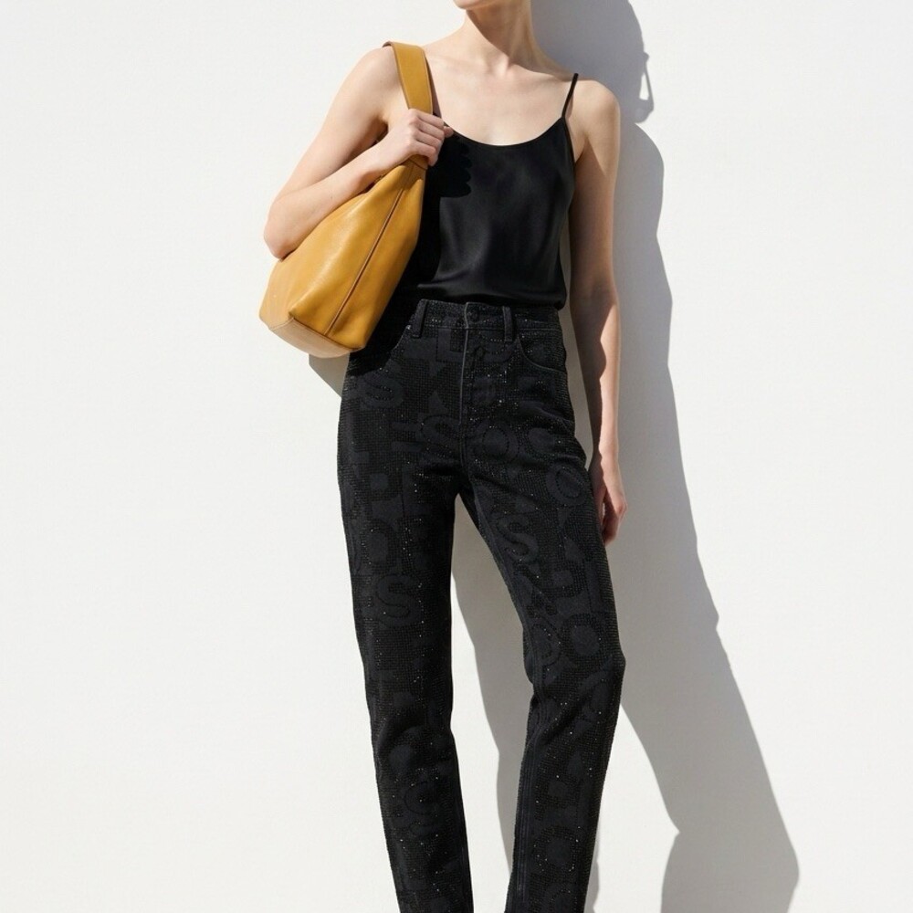 The Kooples Paris Jeans Size 27 Black Mid Rise Slim crop logo $700+ retail - Picture 1 of 15